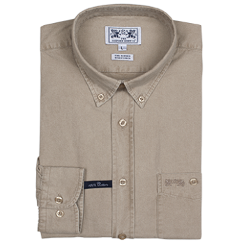 Men's Weekender Long-Sleeve Twill Dye Shirt Classic Cut, Stone